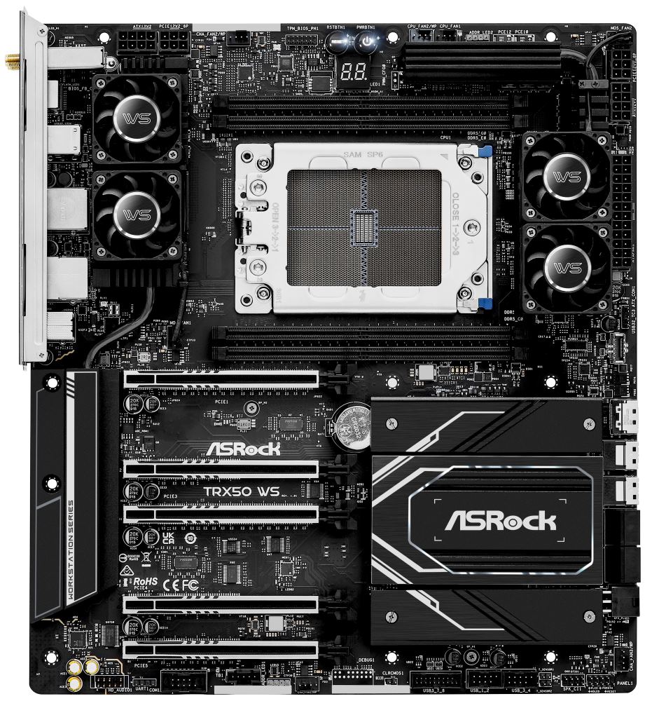 ASRock TRX50 WS / AMD TRX50 / 4x DDR5 DIMM ECC / 2x M.2 / 2x SlimSAS/ MCIO / USB-C / / WiFi / EATX